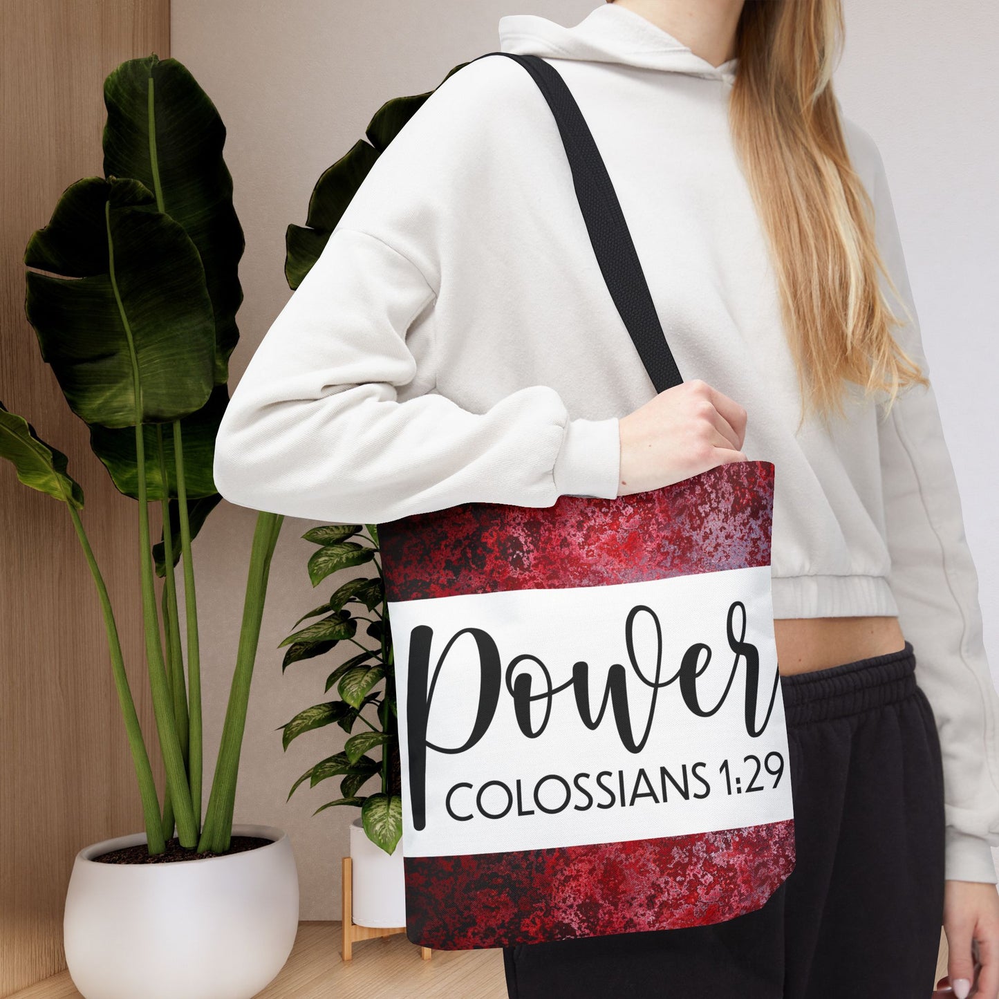 Fueled by Faith – Divine Power in Motion (Colossians 1:29) Double sided print Inspirational Carryall for Faith-Filled Living