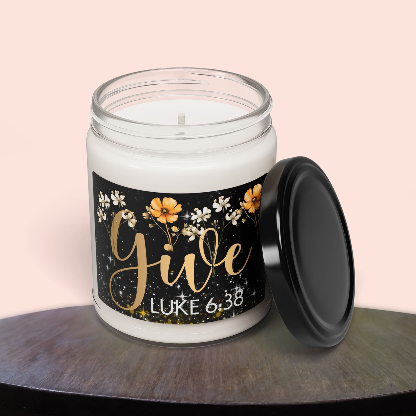 Give Floral  Soy Candle (9oz -10 Fragrances) – Luke 6:38 Scripture | 9oz Eco-Friendly Gift for Every Occasion 10 Fragrance Soy Candle - 'Give' with Luke 6:38 - Perfect for Gifts and Home Decor