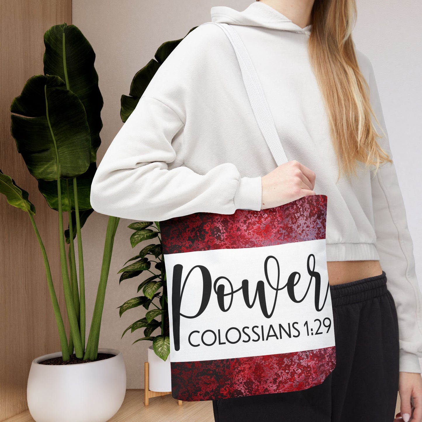 Fueled by Faith – Divine Power in Motion (Colossians 1:29) Double sided print Inspirational Carryall for Faith-Filled Living