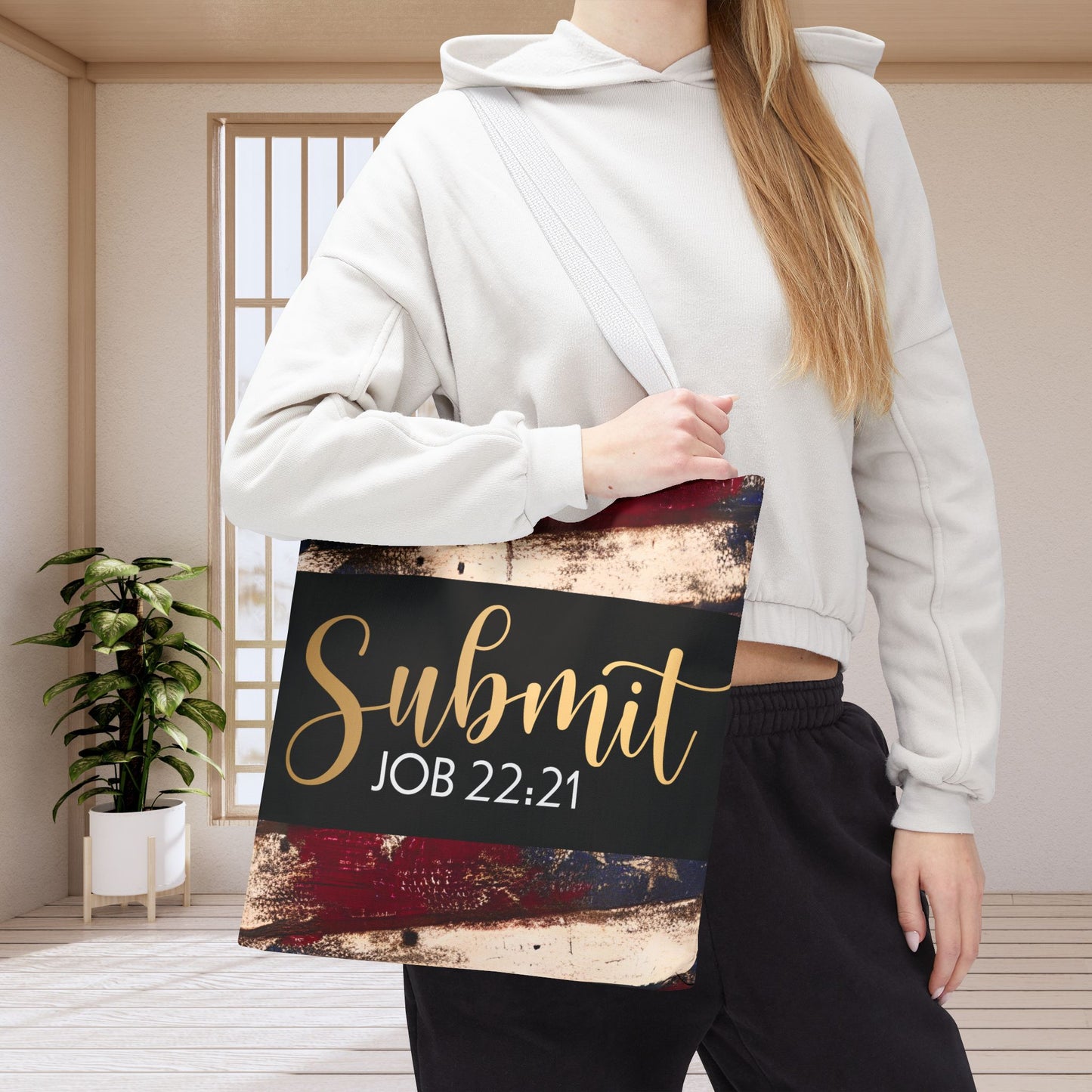 Submit  – Job 22:21 Scripture-Inspired Designer Travel Bag for Faith-Filled Living and Everyday Encouragement (Double-sided print)