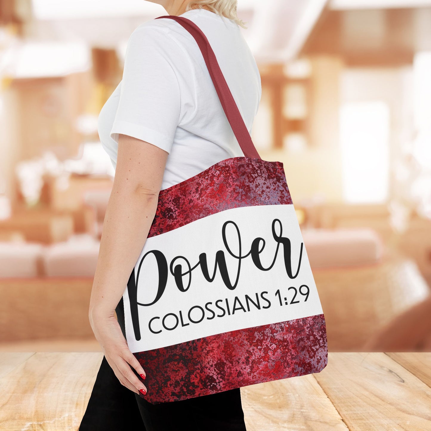 Fueled by Faith – Divine Power in Motion (Colossians 1:29) Double sided print Inspirational Carryall for Faith-Filled Living