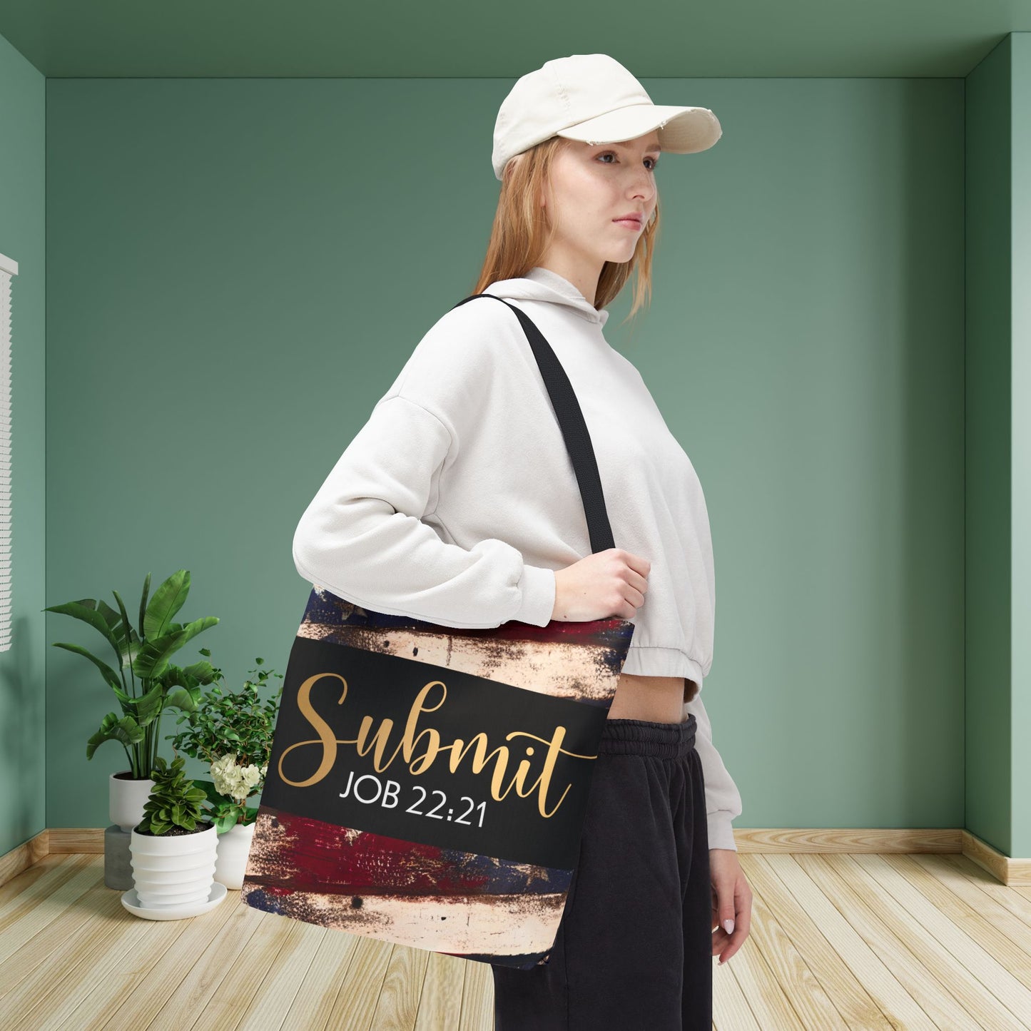 Submit  – Job 22:21 Scripture-Inspired Designer Travel Bag for Faith-Filled Living and Everyday Encouragement (Double-sided print)
