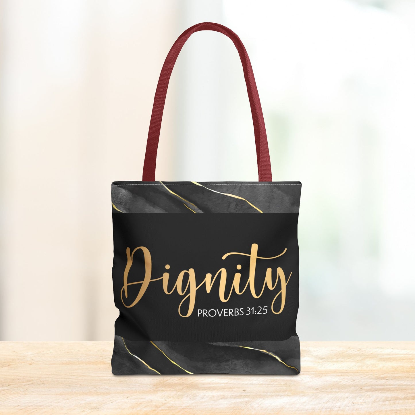 Clothed in Strength & Dignity – Proverbs 31:25 Elegant Marble Designer Travel Errand Bag - Stylish Carryall for Everyday Use