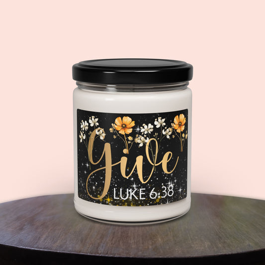 Give Floral  Soy Candle (9oz -10 Fragrances) – Luke 6:38 Scripture | 9oz Eco-Friendly Gift for Every Occasion 10 Fragrance Soy Candle - 'Give' with Luke 6:38 - Perfect for Gifts and Home Decor