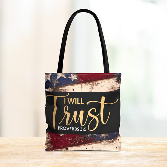 I Will Trust – Proverbs 3:5 Inspirational Laptop Tote Errand Bag for Faith-Filled Living & Everyday Encouragement- Double sided print