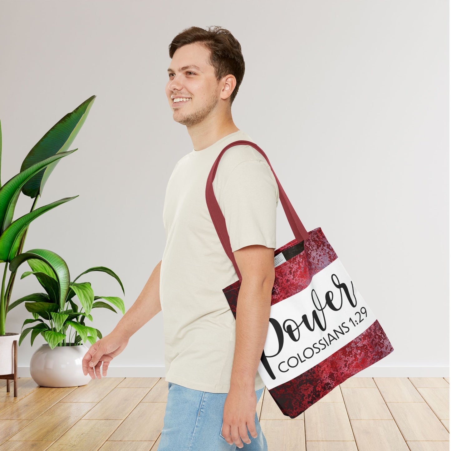 Fueled by Faith – Divine Power in Motion (Colossians 1:29) Double sided print Inspirational Carryall for Faith-Filled Living