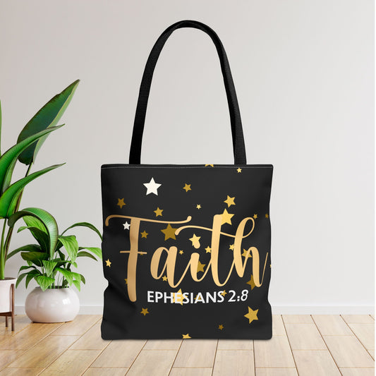 Walk by Faith, – Ephesians 2:8"  designer travel bag  Travel Bag –(Double sided print) | Inspirational Everyday Carryall